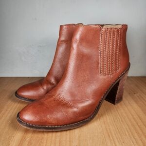 Madewell The Ryan Chelsea Boot Women's 8.5 Brown Leather Made Brazil Block Heel